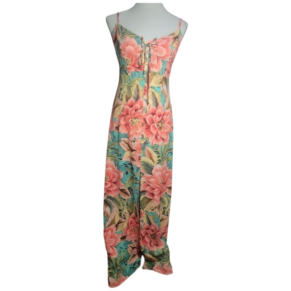 Show me your mumu pebble leyton Floral Maxi Dress coral  Green sundress Large - Picture 2 of 11